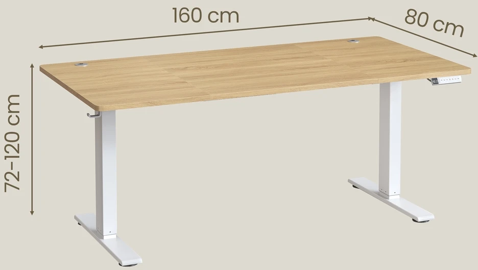 Koduva Elektra reguliuojamo aukščio rašomasis stalas, 160 x 80 cm, aukso ąžuolo spalvos