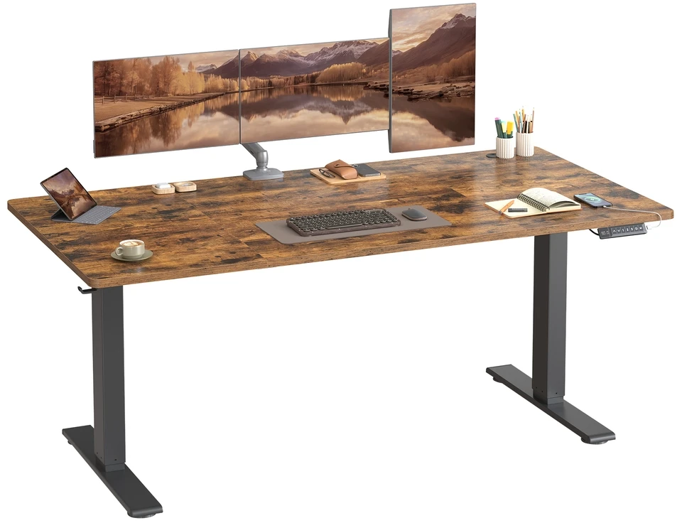 Koduva Elektra reguliuojamo aukščio rašomasis stalas, 160 x 80 cm, rudas, su USB-C jungtimi