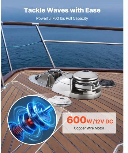 VEVOR Elektrinė inkarinė gervė YD411, 12 V DC, 600 W, 316 nerūdijantis plienas, valtims 6-11 m