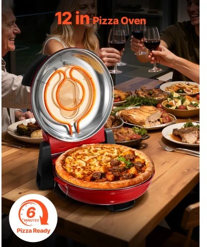 VEVOR Elektrinė picų krosnelė, 30 cm, 1200 W, raudona