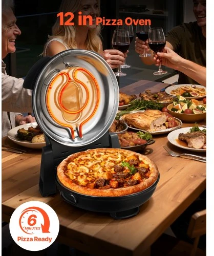 VEVOR Elektrinė picų krosnelė QL36WT, 30 cm, 1200 W, juoda