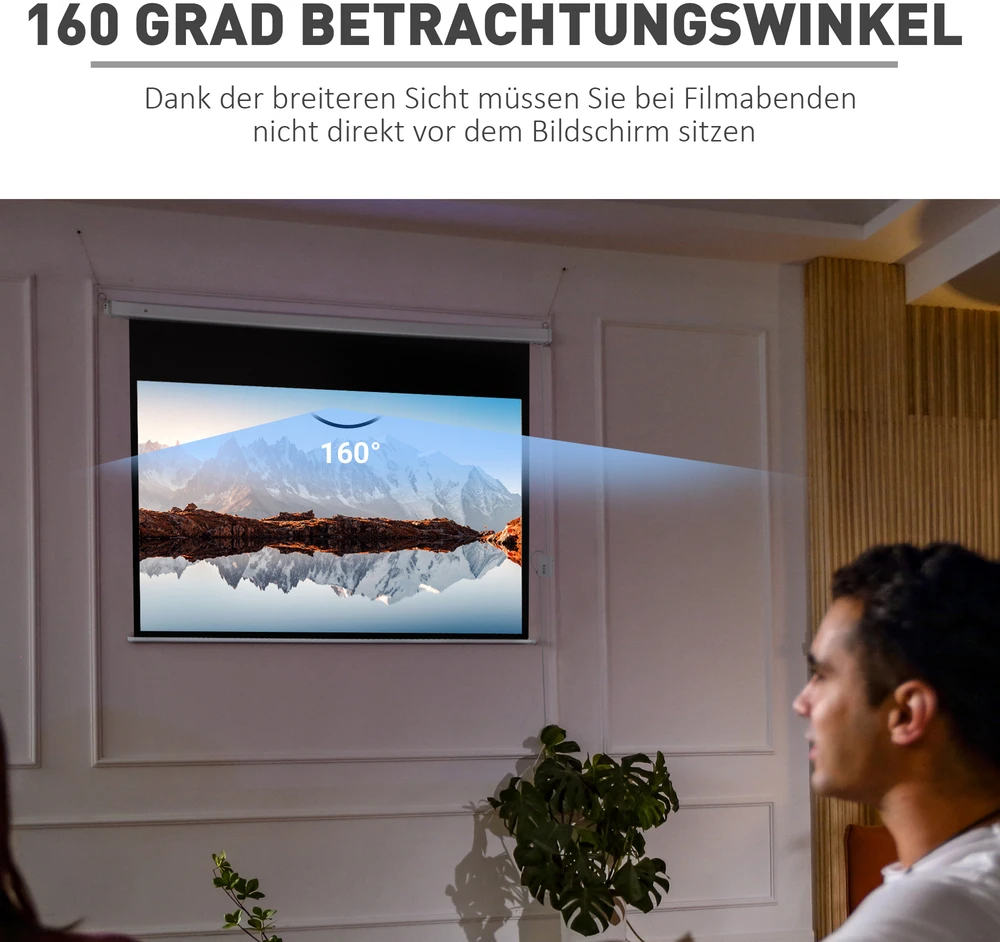 Projektorius Aosom Elektrinė projektoriaus ekrano užuolaida, 100 colių, 16:9, balta