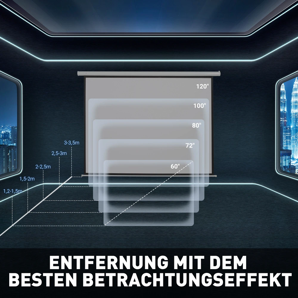 Projektorius Aosom Elektrinė projektoriaus ekrano užuolaida, 100 colių, 16:9, balta