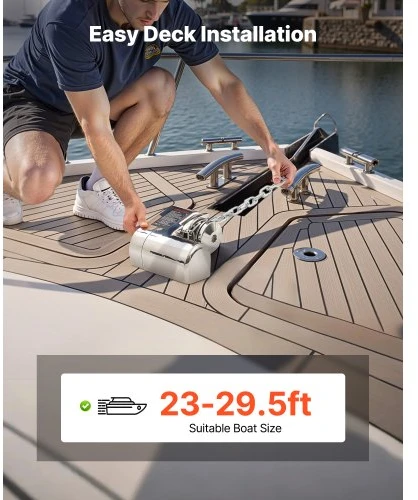 VEVOR Elektrinė valties gervė YH600, 12 V DC, 600 W, 316 nerūdijantis plienas, 260 kg, valtims 7-9 m