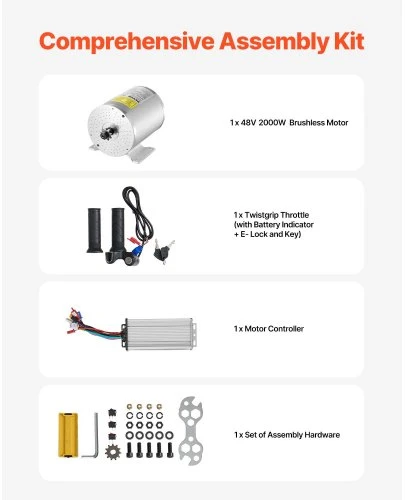 VEVOR Elektrinio bešepetėlio DC variklio rinkinys JZ48V2000W, 48V, 2000W, 4300 RPM
