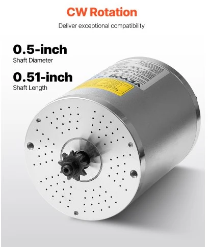 VEVOR Elektrinio bešepetėlio nuolatinės srovės variklio rinkinys JZ72V3000W, 72 V, 3000 W, 4900 aps./min.