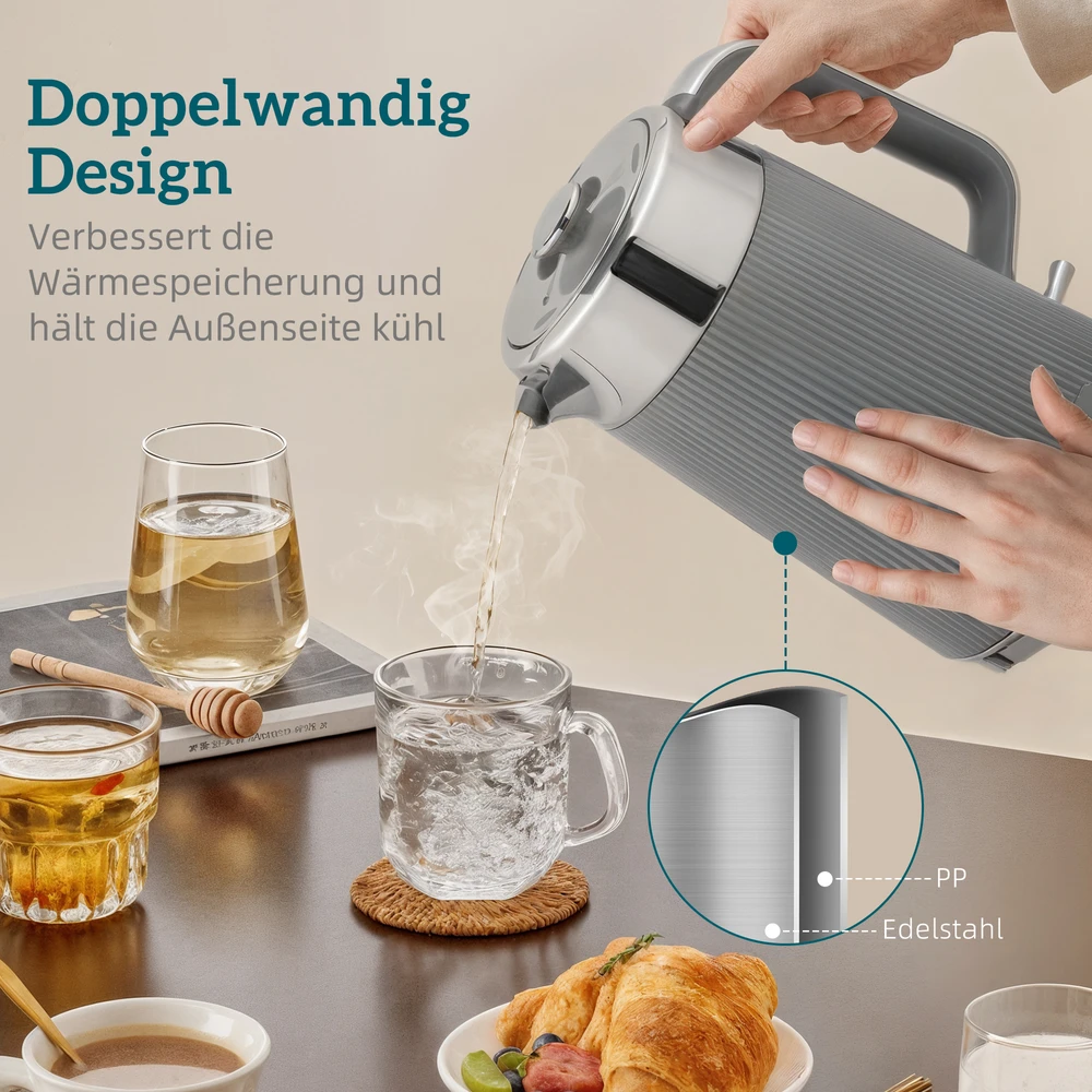 Virdulys Aosom Elektrinio virdulio ir skrudintuvo rinkinys, 2200 W, 1,7 l, pilkas