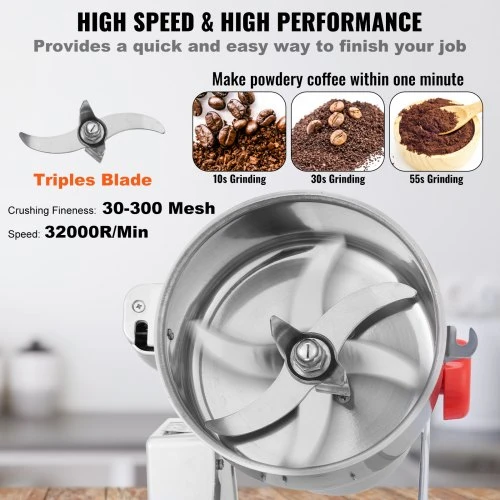 Koduva Elektrinis grūdų malūnėlis VEVOR HC-2500Y, 2500 g, 3400 W, nerūdijantis plienas, sūpuoklinio tipo