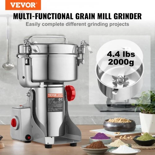 VEVOR Elektrinis grūdų malūnėlis HC-2000Y, 3400 W, 2000 g, nerūdijantis plienas