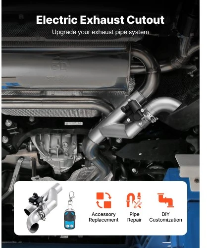 VEVOR Elektrinis išmetimo sklendės komplektas 0303110, 63,5 mm, nerūdijantis plienas, natūralaus metalo