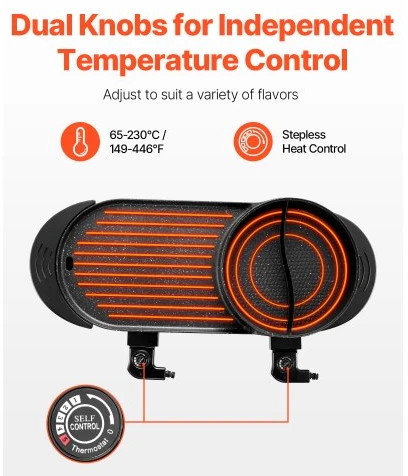 VEVOR Elektrinis karštasis puodas su griliumi YS-604, 2200 W, 2,7 l, 68 x 28 x 16 cm