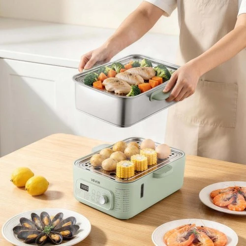 VEVOR Elektrinis maisto garintuvas DZG-008, 13 l, 2 aukštų, nerūdijantis plienas, 1500 W, žalias