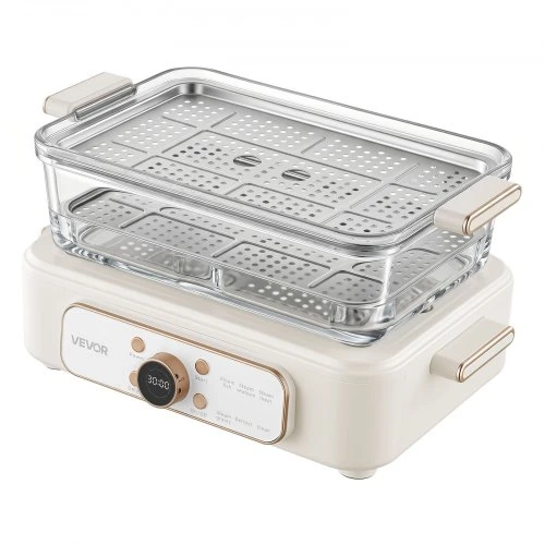 VEVOR Elektrinis maisto garintuvas TL-ZK-1535, 6 l, 2 aukštų, stiklinis, baltas