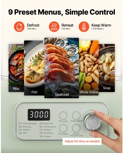 VEVOR Elektrinis maisto garintuvas DZG-008, 13 l, 2 aukštų, nerūdijantis plienas, 1500 W, žalias