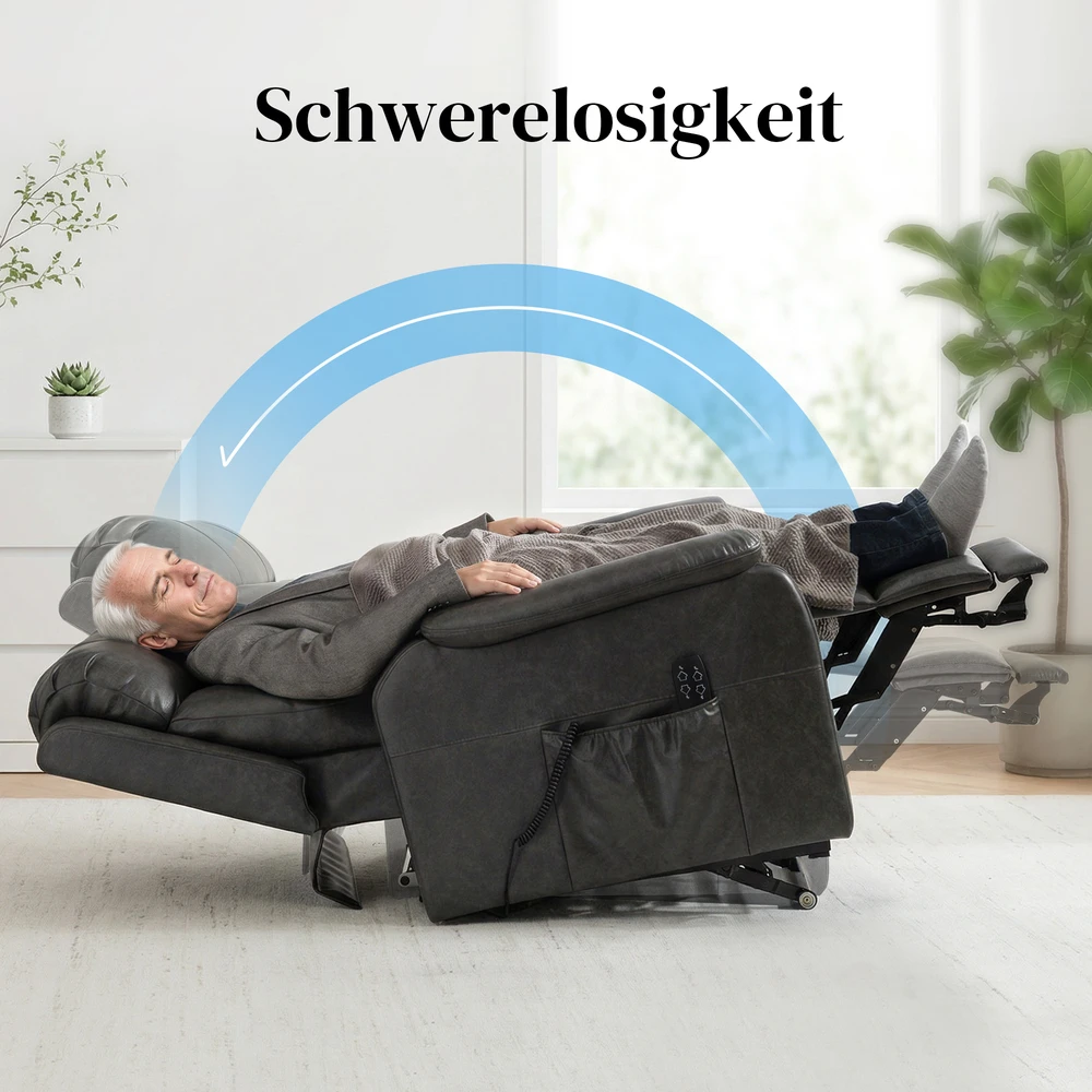 Fotelis Aosom Elektrinis pakeliamasis krėslas senjorams, juodas, dirbtinė oda, 120 kg