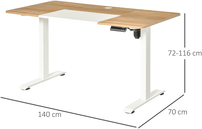 Koduva Elektrinis reguliuojamas sėdimasis-stovimasis rašomasis stalas, 140 x 70 cm, naturali, balta