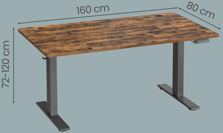 Koduva Elektrinis reguliuojamo aukščio rašomasis stalas, 140 x 80 cm, rudas, su USB-C jungtimi