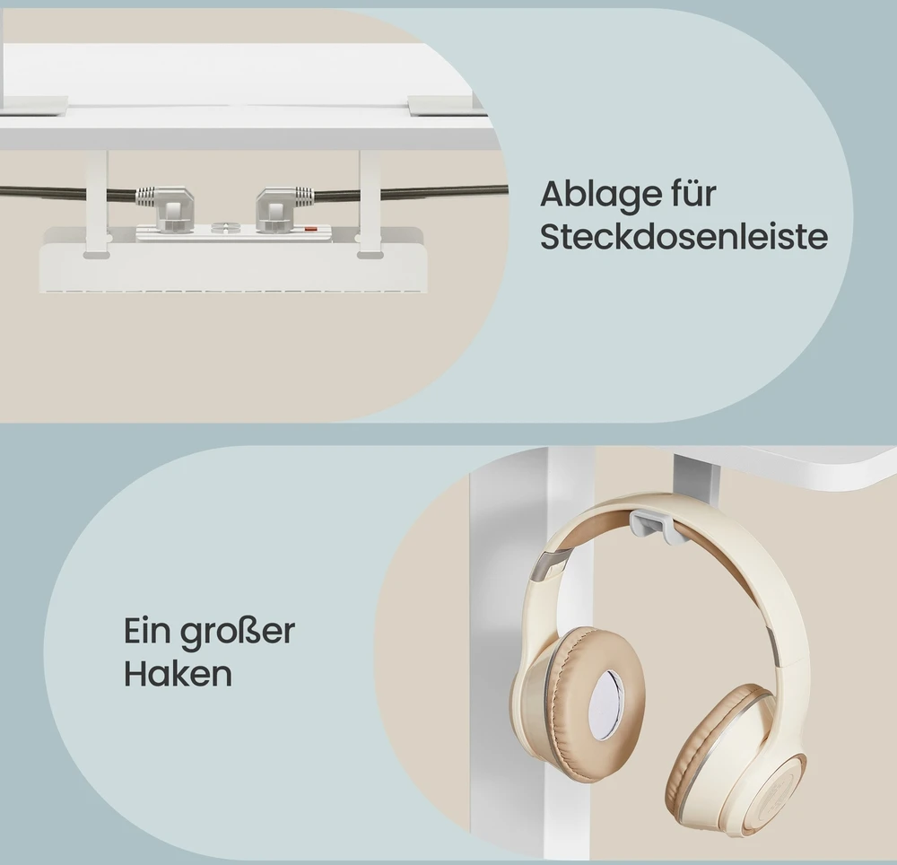Koduva Elektrinis reguliuojamo aukščio rašomasis stalas, 160 x 80 cm, baltas, su USB-C jungtimi