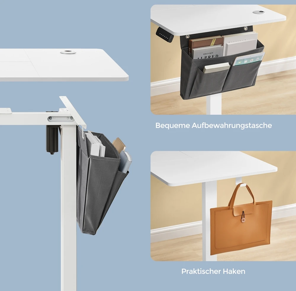 Koduva Elektrinis reguliuojamo aukščio rašomasis stalas, baltas, 140,1 x 60,1 x 72,1-120,1 cm