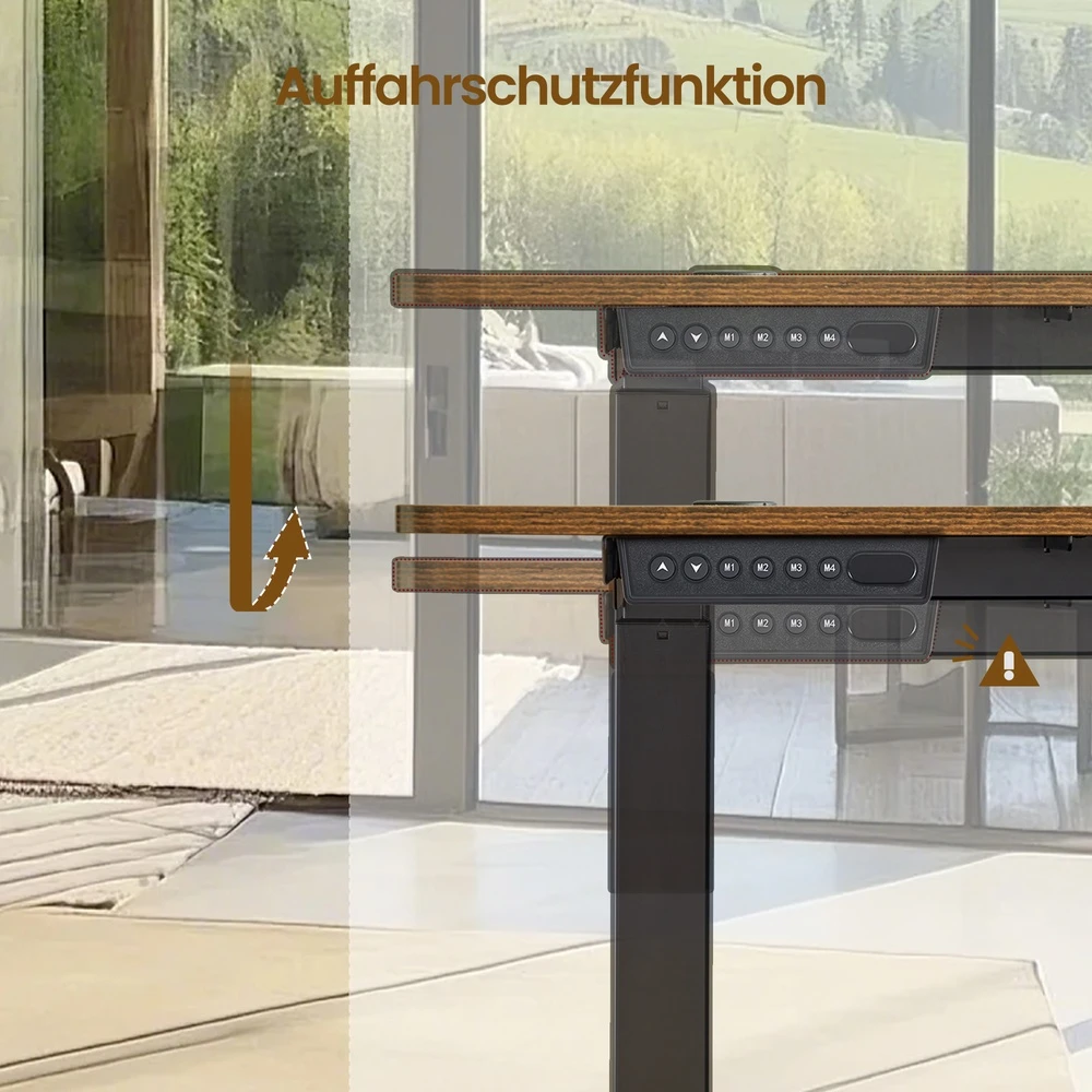 Koduva Elektrinis reguliuojamo aukščio rašomasis stalas, 140 x 60 x 72-120 cm, rudas-juodas