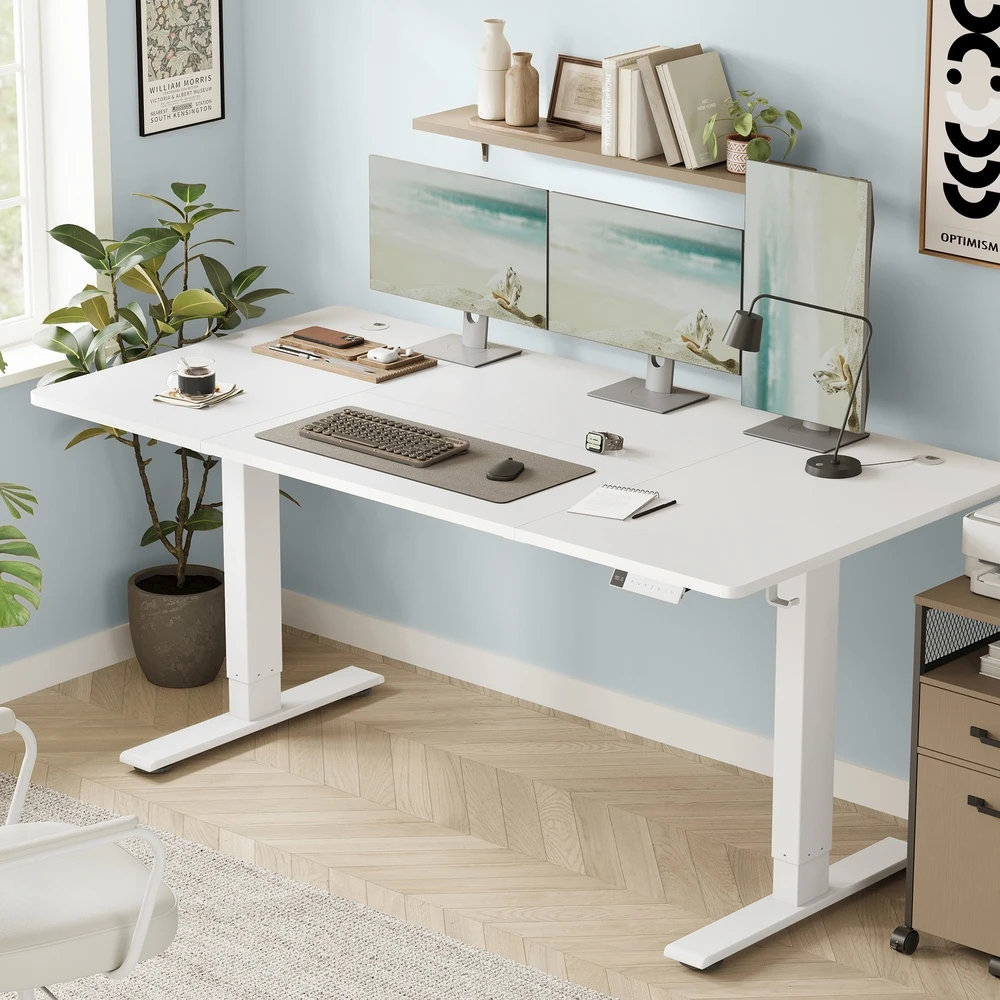 Koduva Elektrinis reguliuojamo aukščio rašomasis stalas, 160 x 80 cm, baltas, su USB-C jungtimi