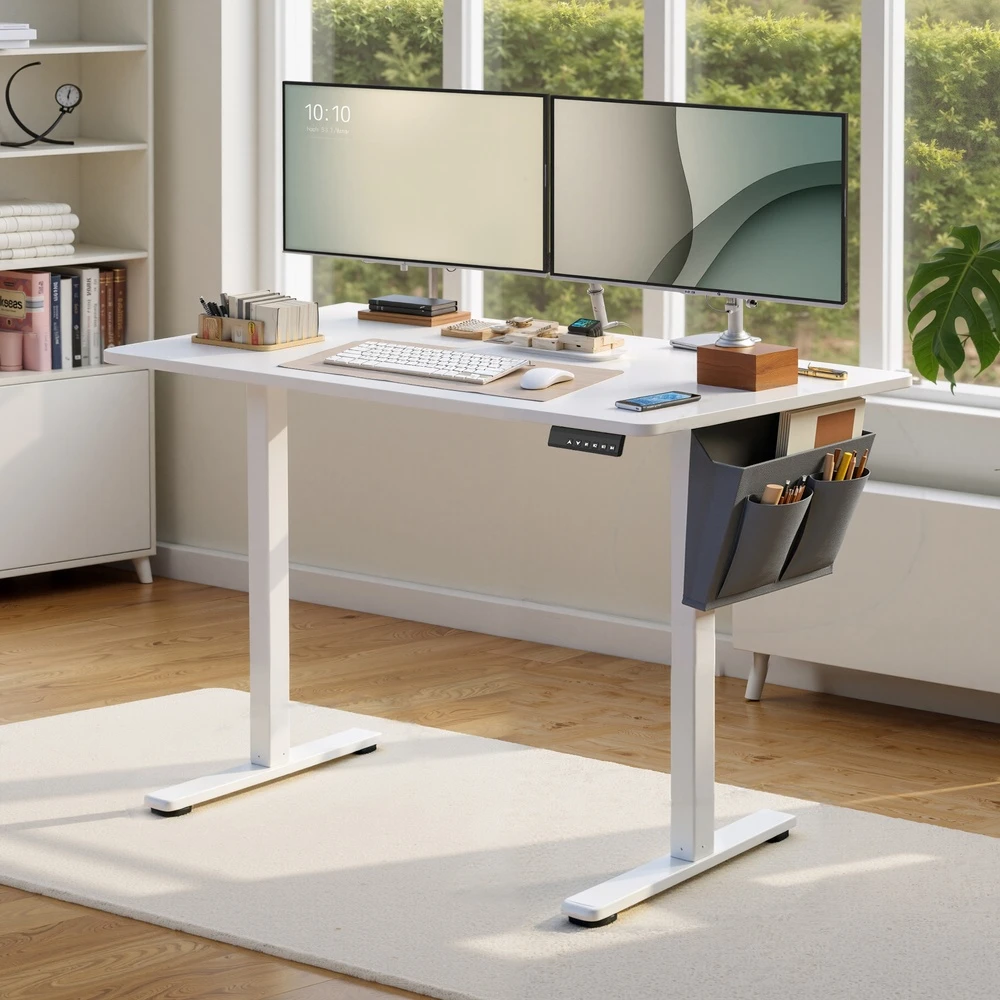 Koduva Elektrinis reguliuojamo aukščio rašomasis stalas, baltas, 140,1 x 60,1 x 72,1-120,1 cm