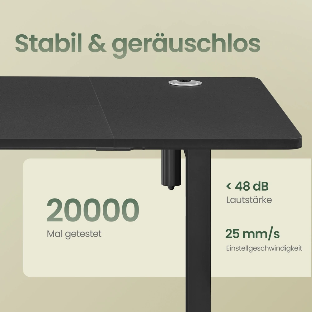 Koduva Elektrinis reguliuojamo aukščio rašomasis stalas, 160,1 x 70,1 cm, juodas
