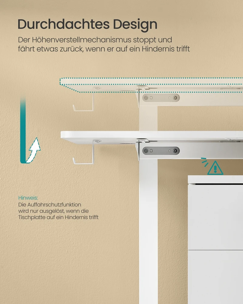 Koduva Elektrinis reguliuojamo aukščio rašomasis stalas, 60 x 160 x 72-120 cm, baltas