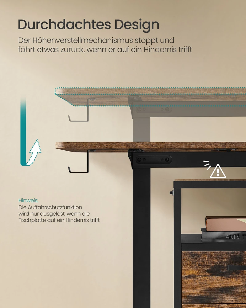 Koduva Elektrinis reguliuojamo aukščio rašomasis stalas, 60 x 140 x 72–120 cm, rudas/juodas