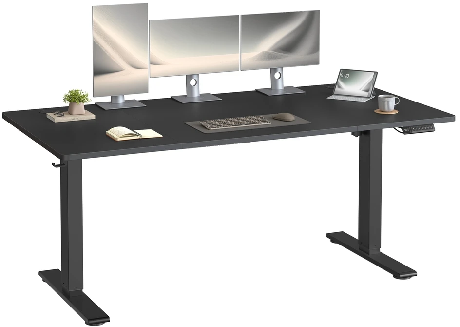 Songmics Elektrinis reguliuojamo aukščio rašomasis stalas, 160 x 80 cm, juodas, su USB-C jungtimi