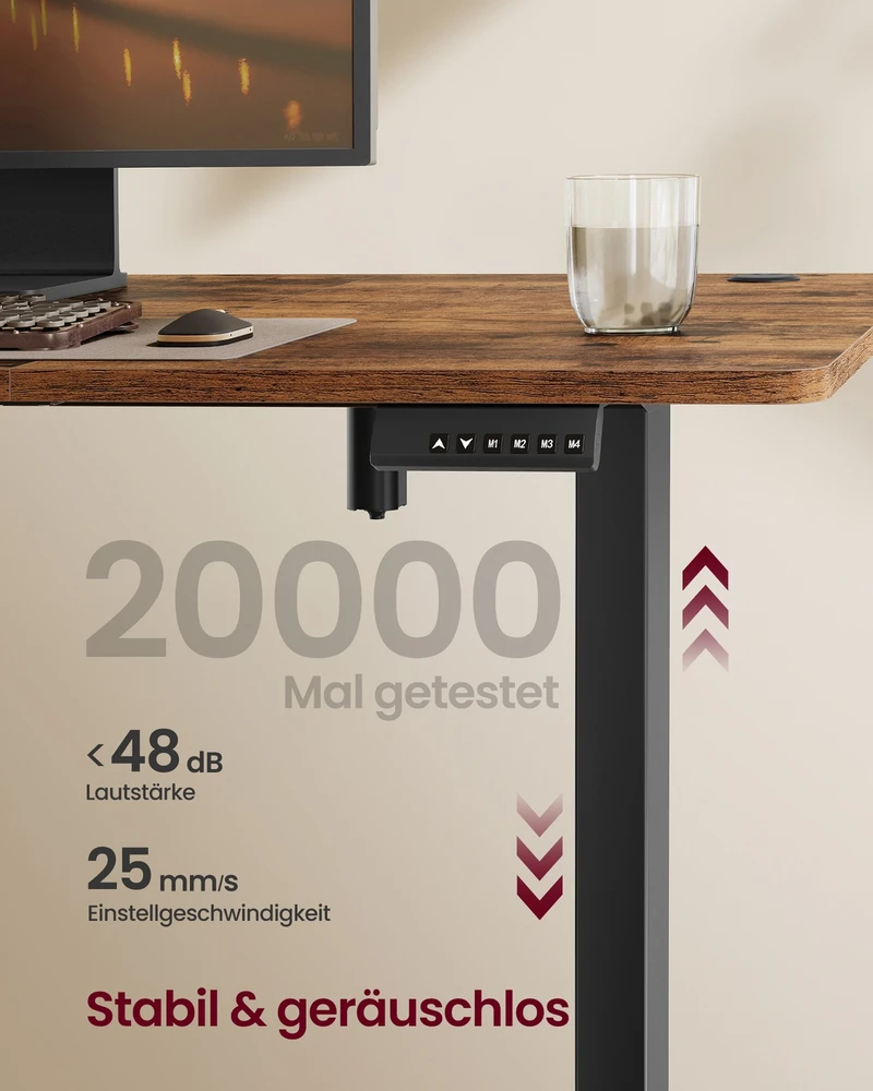Koduva Elektrinis reguliuojamo aukščio rašomasis stalas, 180 x 80 x 72–120 cm, rudos spalvos
