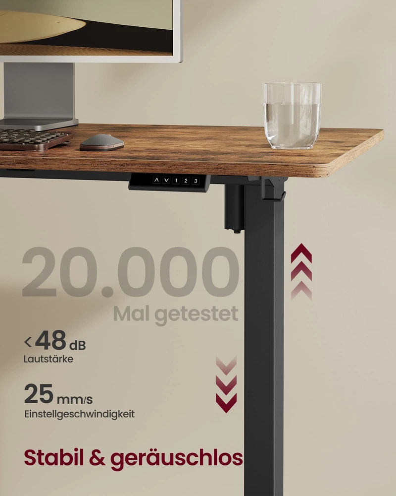 Koduva Elektrinis reguliuojamo aukščio stalo rėmas be stalviršio, plieno, juodas, 90–140 x 72–120 cm