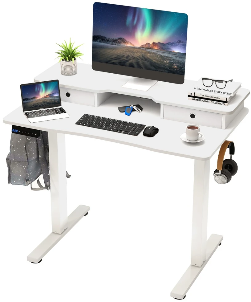 Koduva Elektrinis sėdėjimo-stovėjimo stalas 100x60 cm baltas