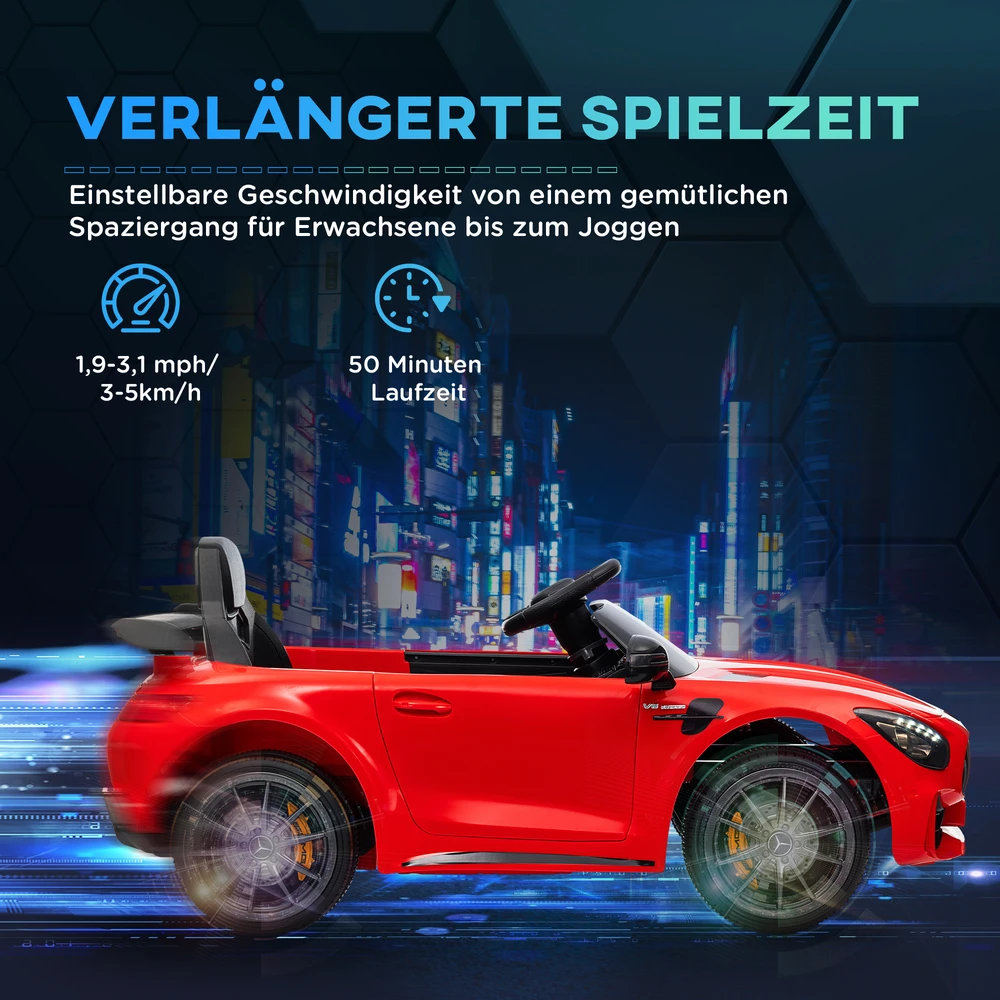 Aosom Elektrinis vaikiškas automobilis Mercedes-Benz AMG GTR, raudonas, 108 x 67 x 46 cm, 12V