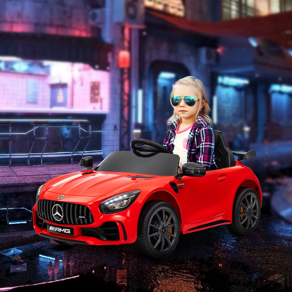 Aosom Elektrinis vaikiškas automobilis Mercedes-Benz AMG GTR, raudonas, 108 x 67 x 46 cm, 12V