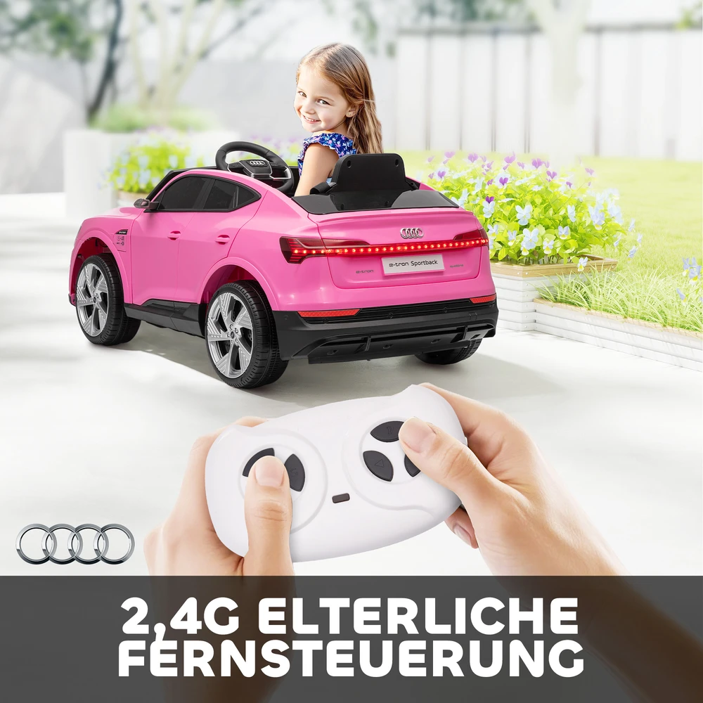 Koduva Elektrinis vaikiškas automobilis Audi E-tron, 12V, rožinė, 108 x 60 x 47 cm