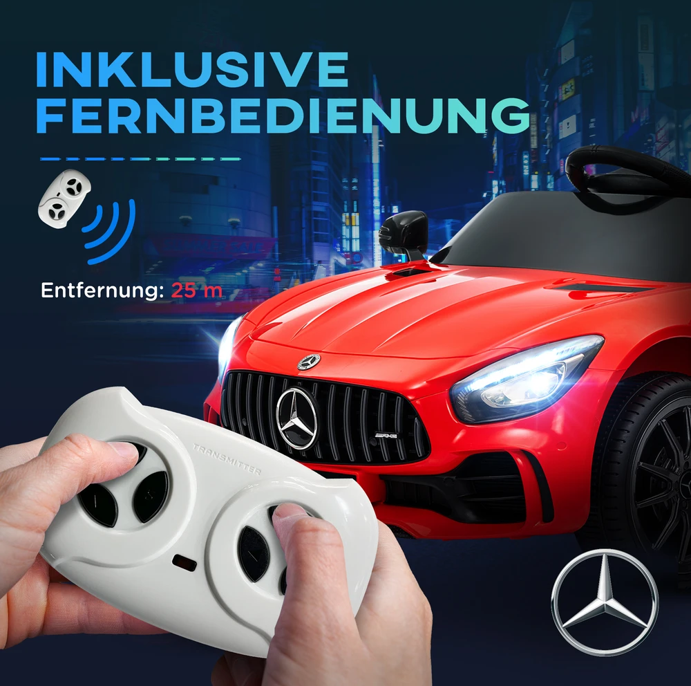 Aosom Elektrinis vaikiškas automobilis Mercedes-Benz AMG GTR, raudonas, 108 x 67 x 46 cm, 12V