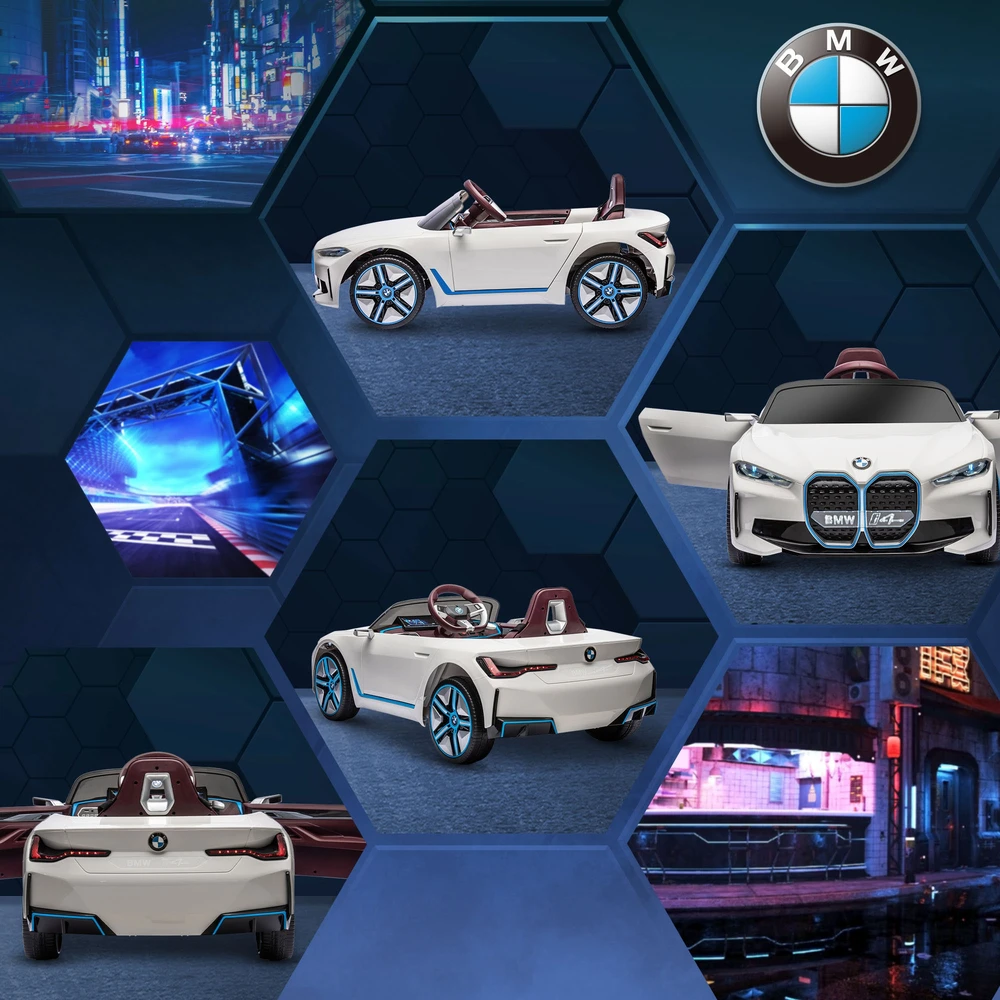 Aosom Elektrinis vaikiškas automobilis, baltas, 115 x 67 x 45 cm, 12V