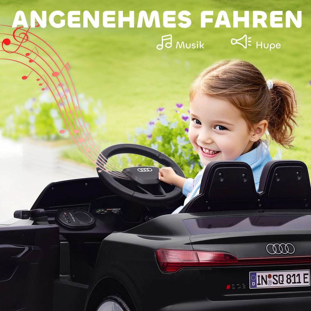 Aosom Elektrinis vaikų automobilis Audi Q8 e-tron Sportback, 12V, juodas, 98 x 49,5 x 43 cm
