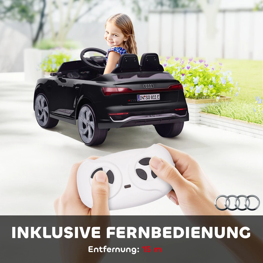 Aosom Elektrinis vaikų automobilis Audi Q8 e-tron Sportback, 12V, juodas, 98 x 49,5 x 43 cm