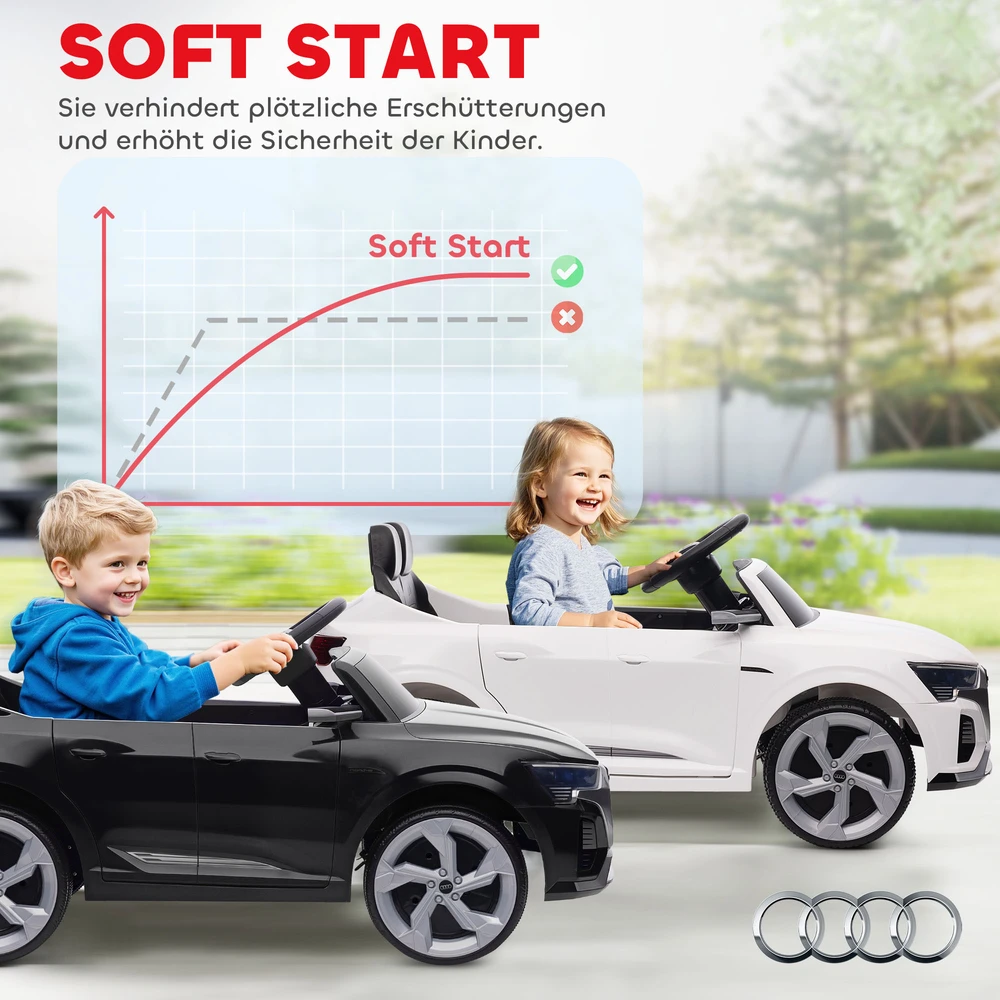 Aosom Elektrinis vaikų automobilis Audi Q8 e-tron Sportback, 12V, juodas, 98 x 49,5 x 43 cm