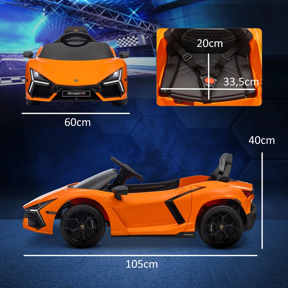 Koduva Elektrinis vaikų automobilis Lamborghini Revuelto, oranžinis, 105 x 60 x 40 cm