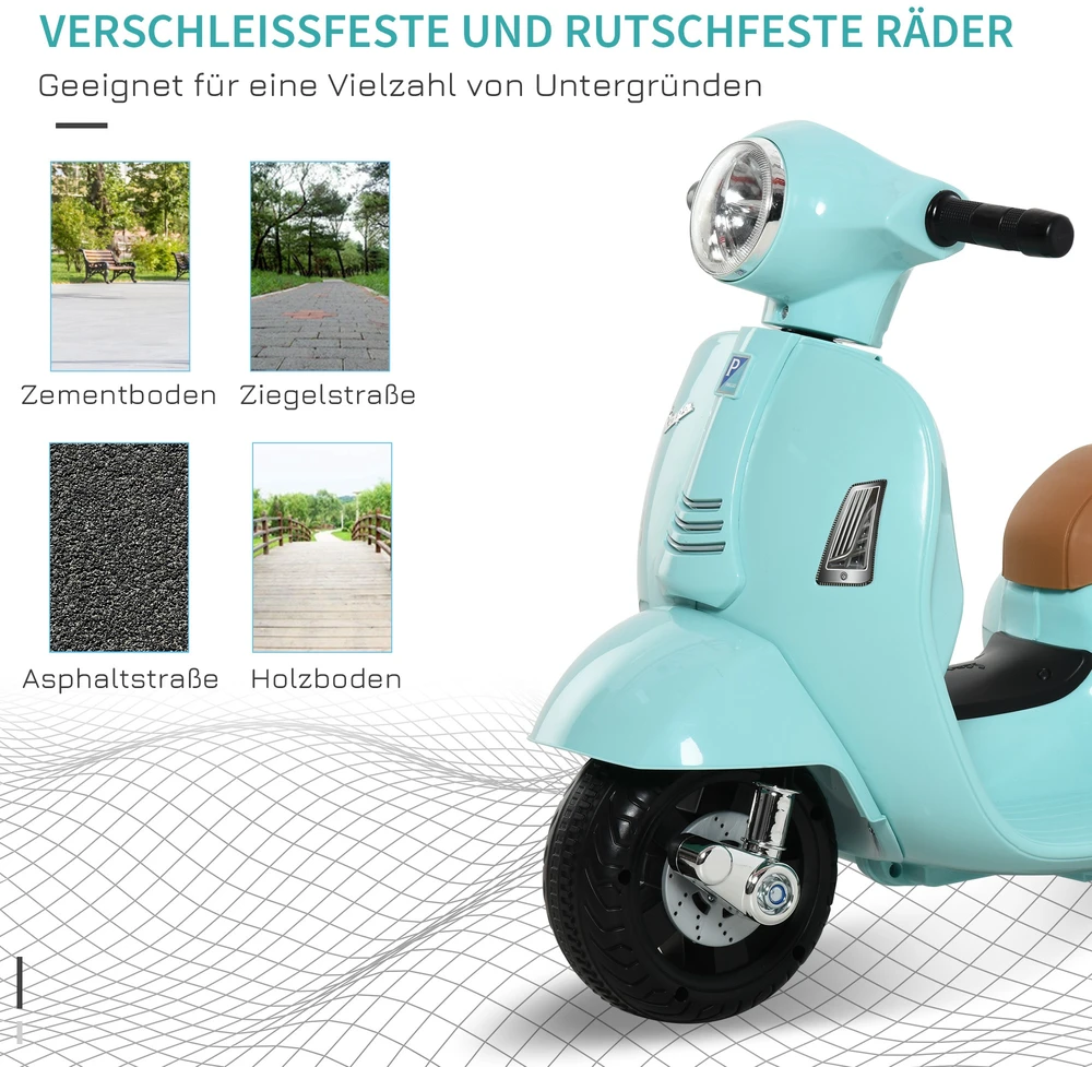 Sofa Aosom Elektrinis vaikų motociklas VESPA, žalias, 66,5 x 38 x 52 cm