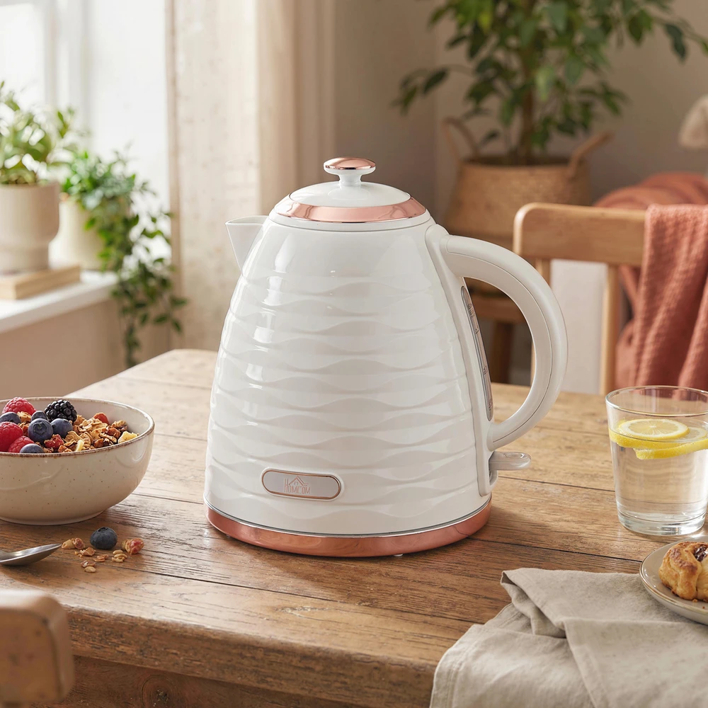 Aosom Elektrinis virdulys, 1,7 l, 2200 W, kreminė balta ir rožinio aukso