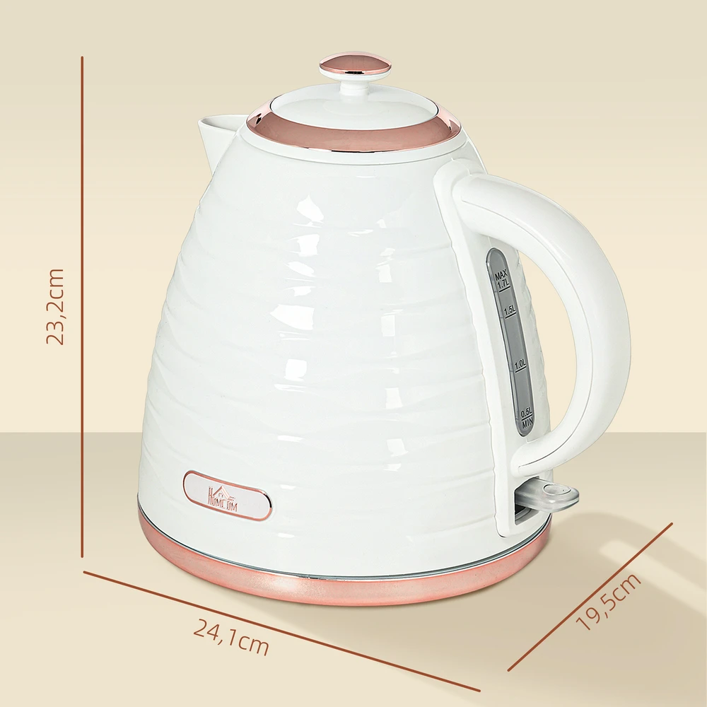 Aosom Elektrinis virdulys, 1,7 l, 2200 W, kreminė balta ir rožinio aukso