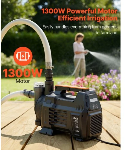 VEVOR Elektroninis seklaus šulinio srovinis siurblys FSGP1300C, 1300 W, 4800 l/val., PP, 53 x 28 x 37 cm