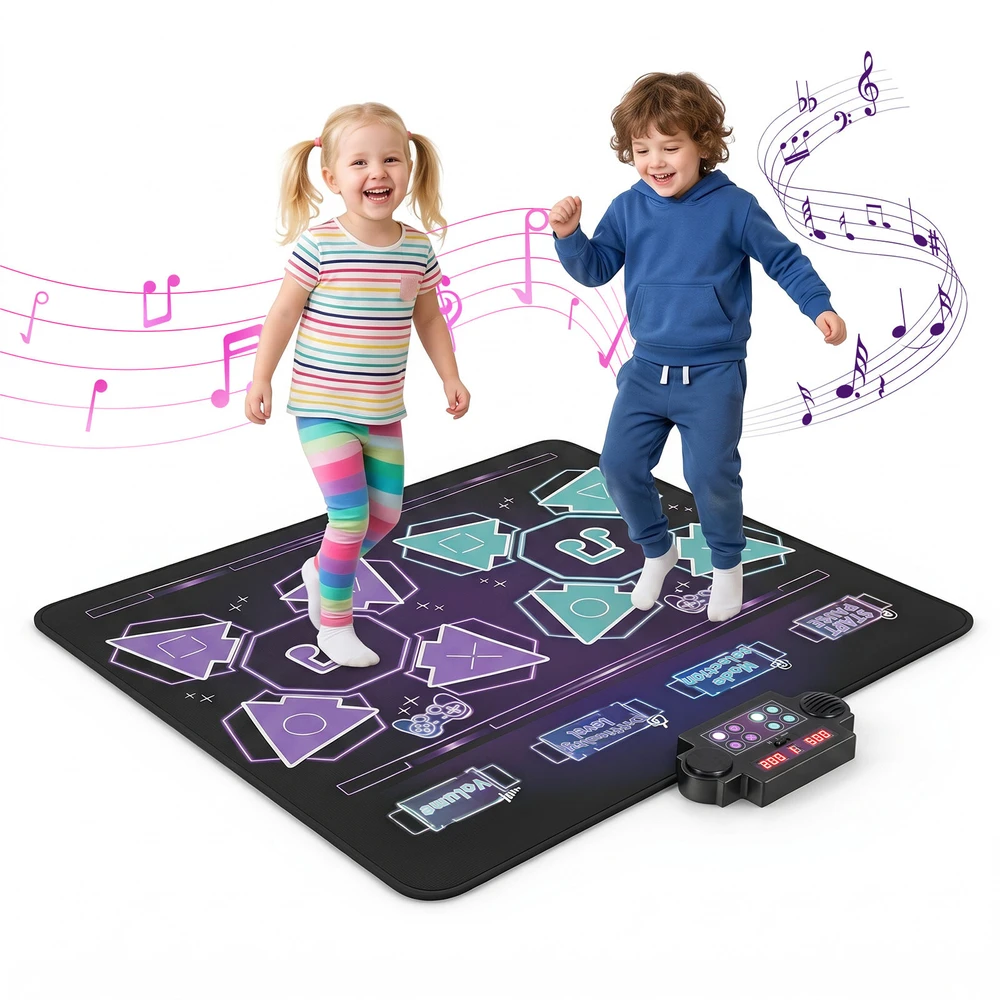 Promotion Elektroninis šokių kilimėlis vaikams, violetinis ir juodas, 90 x 102 x 4 cm