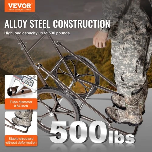 VEVOR Elnių vežimėlis YL1701, sulankstomas, iki 227 kg, geležis, 126 x 63 x 104 cm