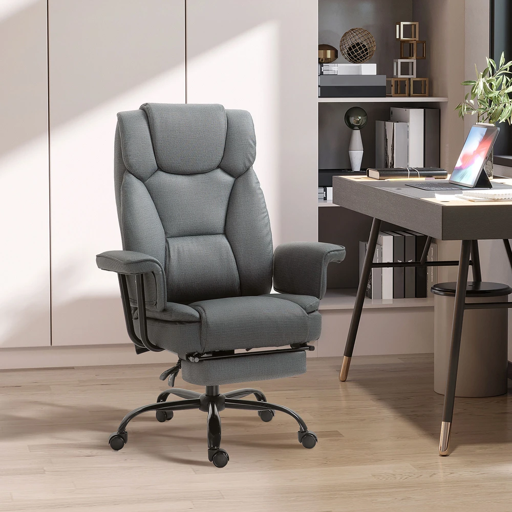 Aosom Ergonominė biuro kėdė, pilka, 68 x 80 x 120–126 cm