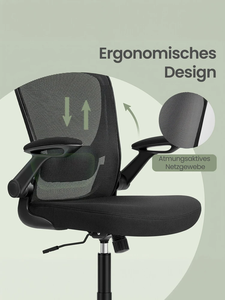 Koduva Ergonominė biuro kėdė su tinkline atrama, supimo funkcija, juoda, 62 x 62,4 x 120,4 cm